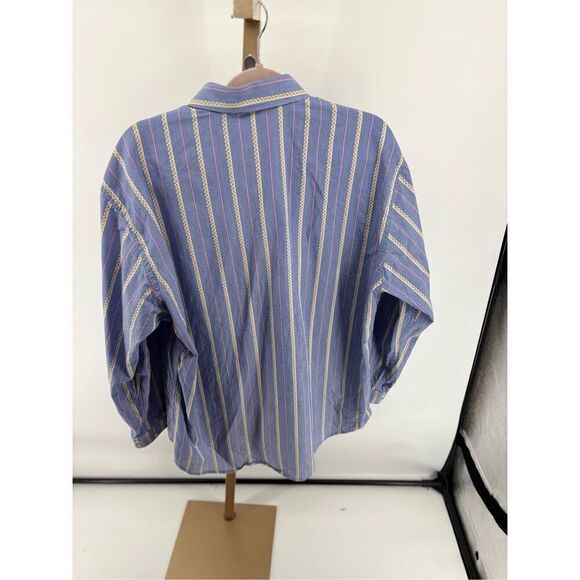 Robert Graham Men's Blue Stripe Embroidered Button-Up Long Sleeve Shirt Size XL - Picture 8 of 9